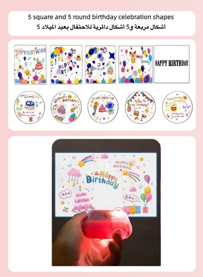 Birthday Projector Light, Party Atmosphere Projection Lamp for Kids & Adults, ins Style Photo Background with 10 Patterns, Portable Birthday Decoration, Safe ABS Battery Operated, Gift for Boys Girls - Image 2